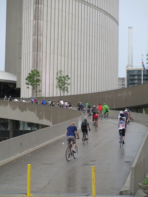 Cyclists ride at city hall