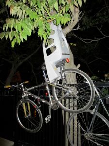 Bike parked on bridge
