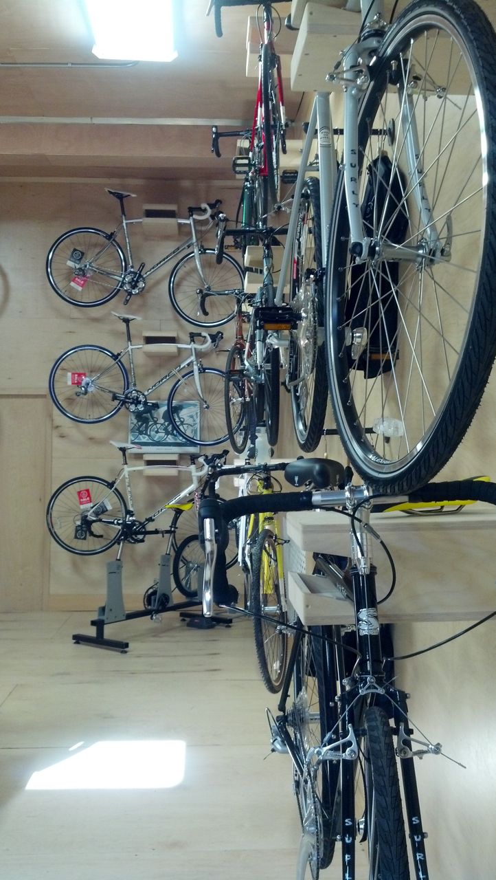 A wall of new bikes